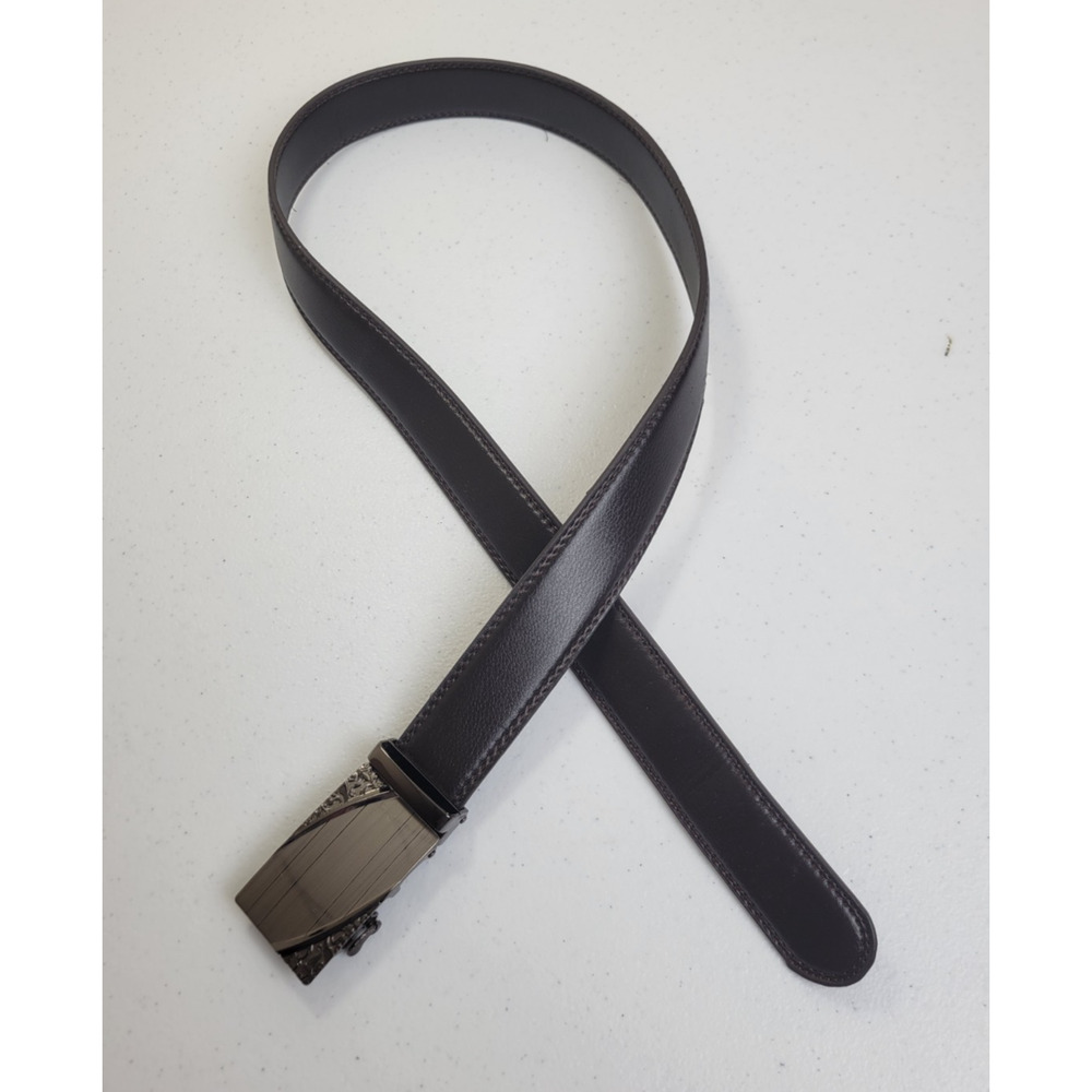 Belt Automatic Ratchet‎ Buckle Black Leather Fashion Casual Dress Men's 34/36"
